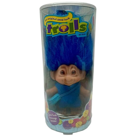 2005 GOOD LUCK MESSENGER TROLL - 3" DAM Troll Doll - NEW IN CONTAINER - Rare - Picture 1 of 8
